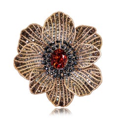 Mandarin Garnet Diamond Rose Gold Coronaria Ring Necklace Cuff Bracelet Brooch