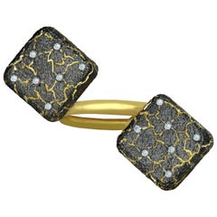 Diamond Gold Mushroom Lava Textured Ring