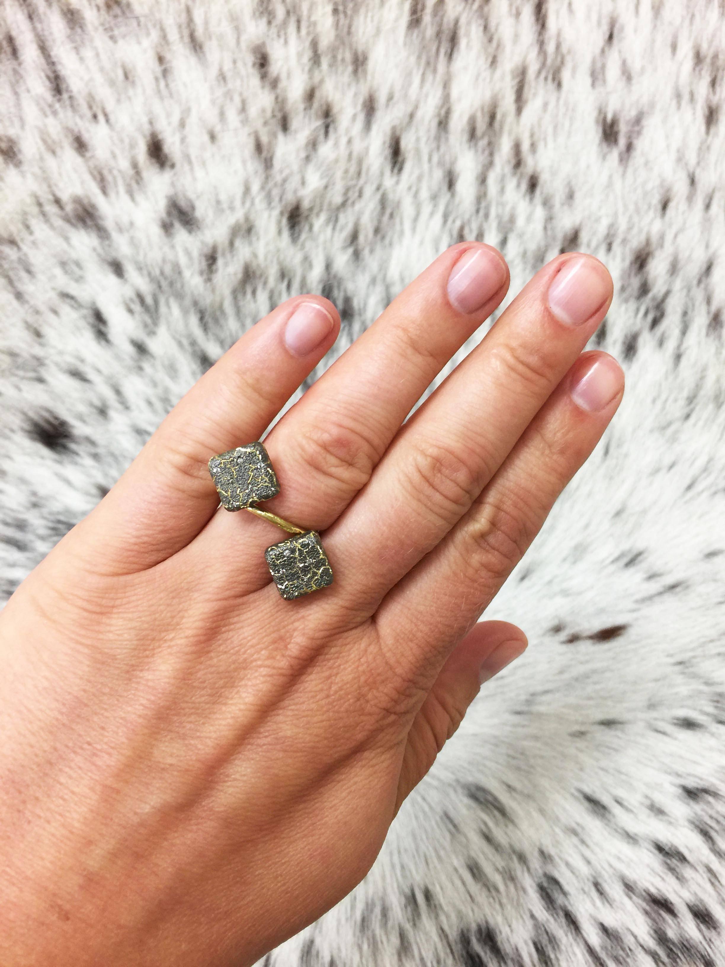 Women's or Men's Diamond Gold Mushroom Lava Textured Ring