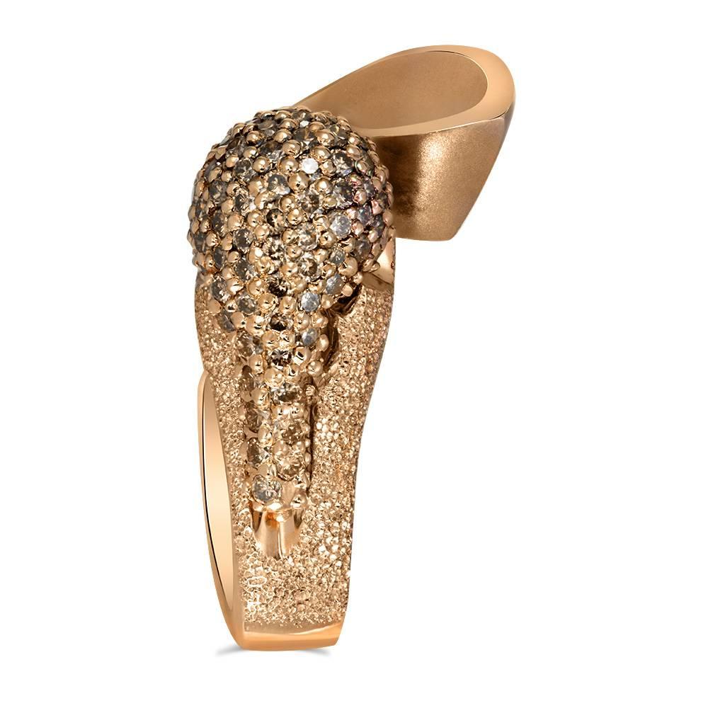 Women's or Men's Alex Soldier Diamond Rose Gold Textured Crossover Bypass Ring One of a Kind