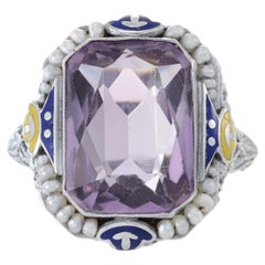 Vintage Art Deco Period 10KT Amethyst and Pearl Ring