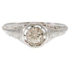 Art Deco Old European Cut Diamond Filigree Ring