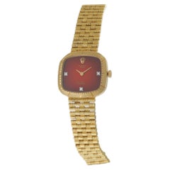 Vintage 18KT Rolex Cellini Ref. 4082 Red Vignette Diamond Dial Watch