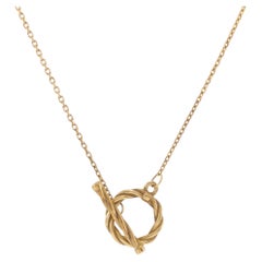 14KT Yellow Gold Twist Toggle Lariat Necklace