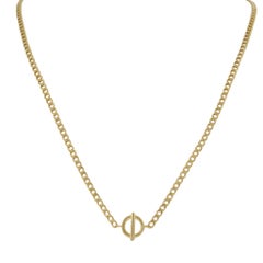 14KT Yellow Gold Circle Bar Adjustable Chain Necklace