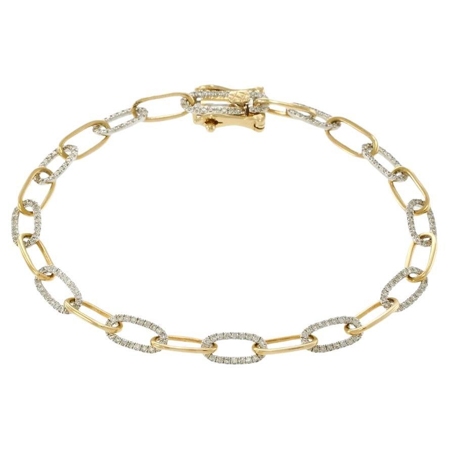Bracciale Paperclip in oro 14KT a due tonalità con accenti di diamanti da 1,00 carati in vendita