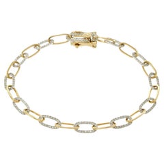 14KT Two-Tone Gold Paperclip Link Bracelet avec accents de diamant de 1.00CT