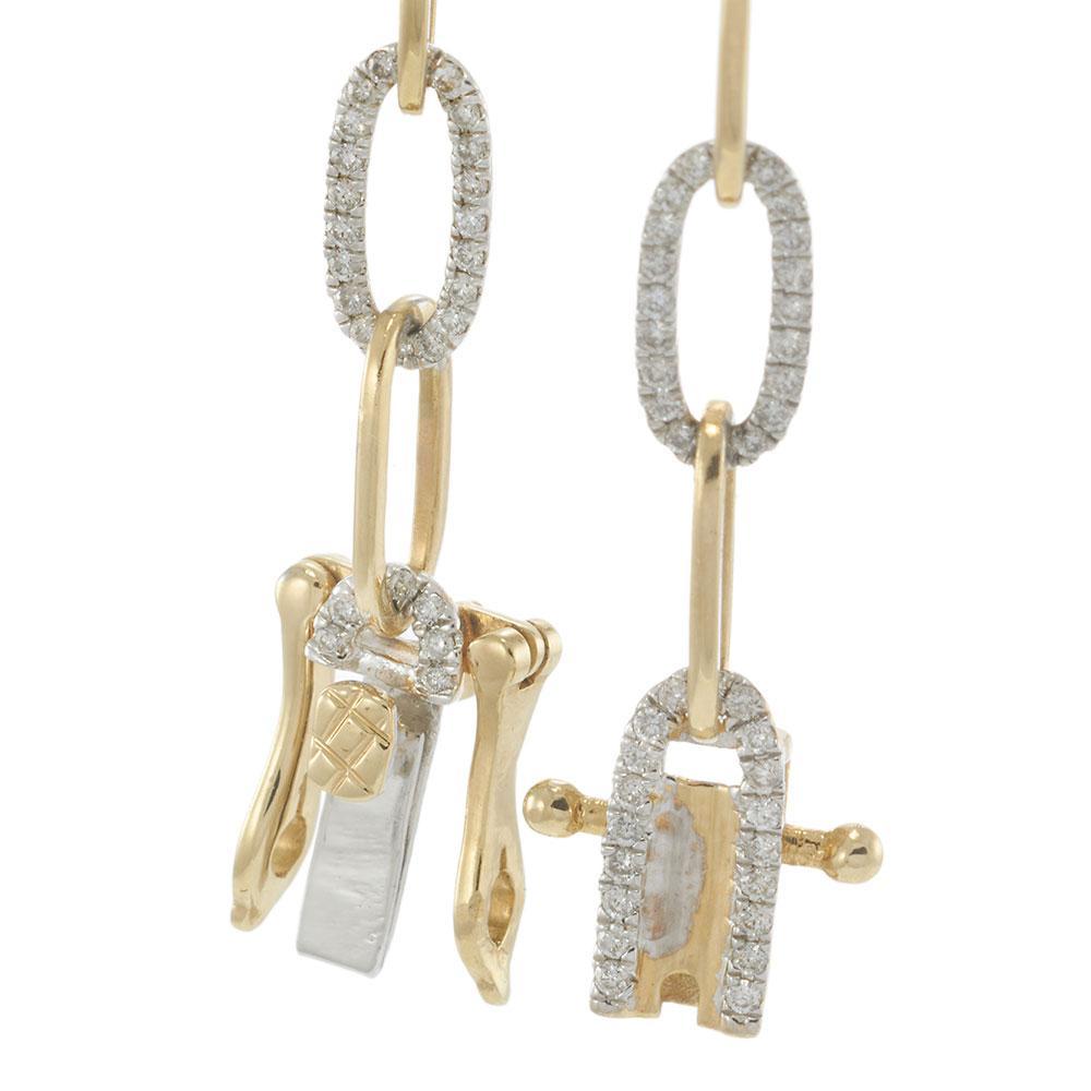 Moderno Bracciale Paperclip in oro 14KT a due tonalità con accenti di diamanti da 1,00 carati in vendita