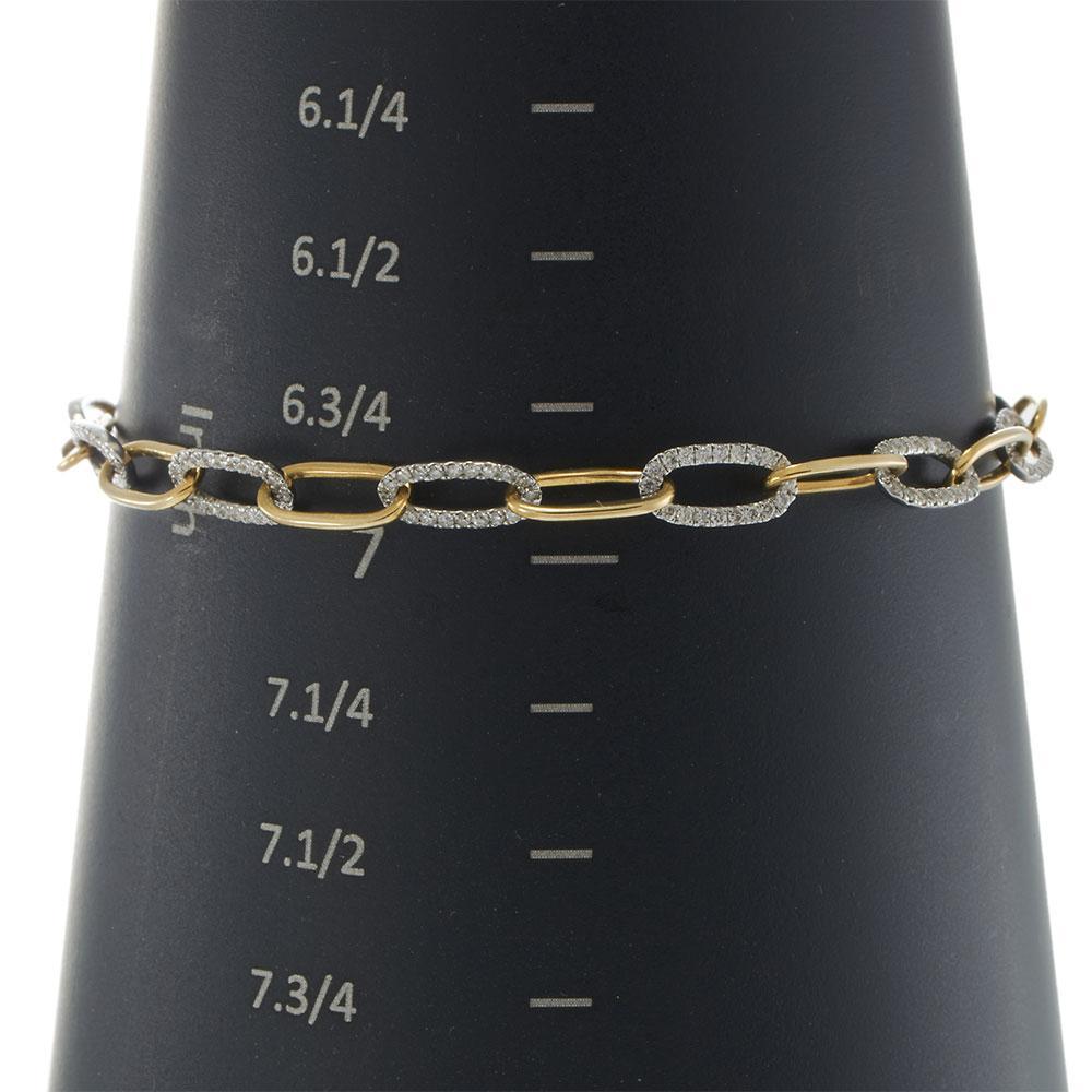Bracciale Paperclip in oro 14KT a due tonalità con accenti di diamanti da 1,00 carati In condizioni Nuovo in vendita a New York, NY