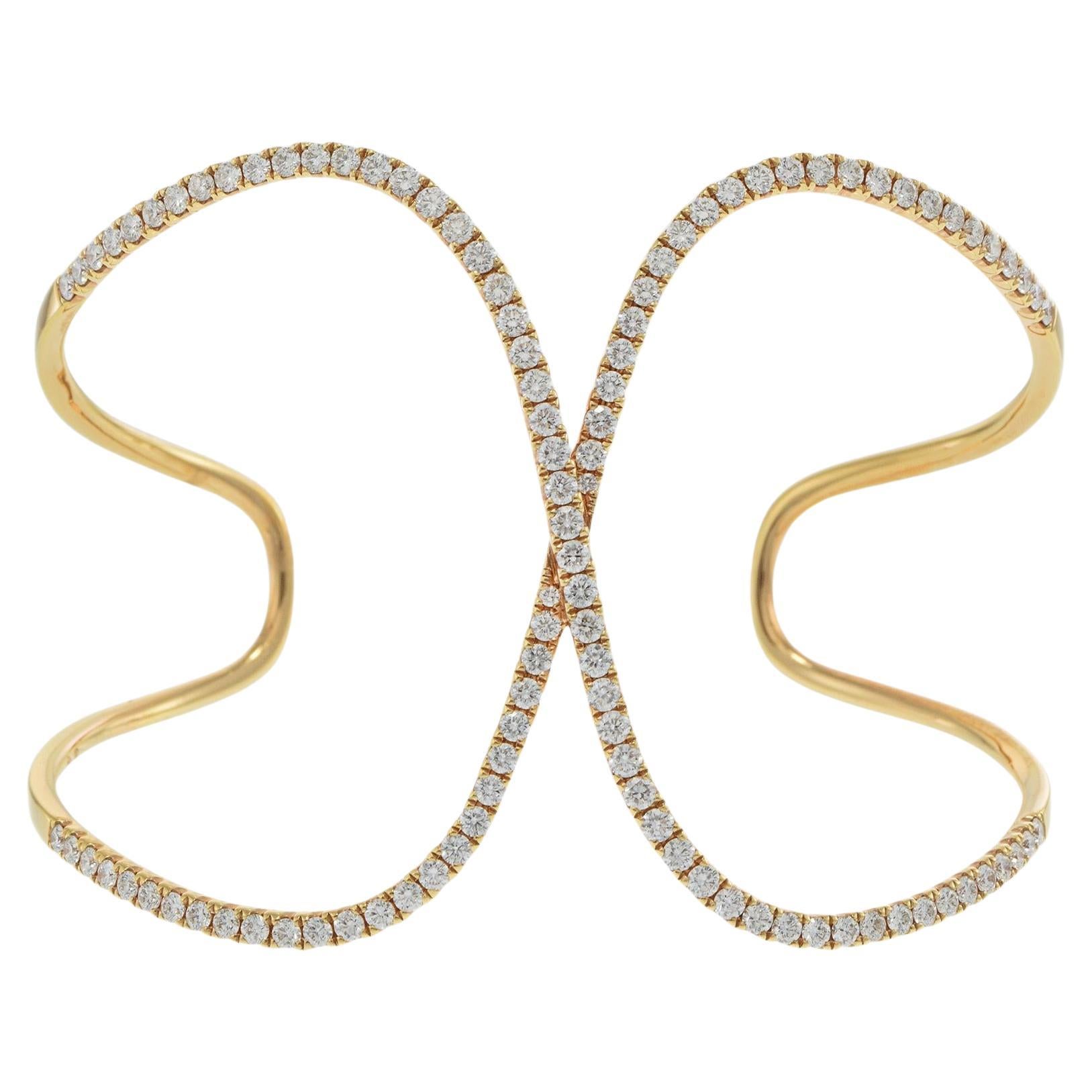 Bracelet en or rose 18KT à double cercle de diamants en vente