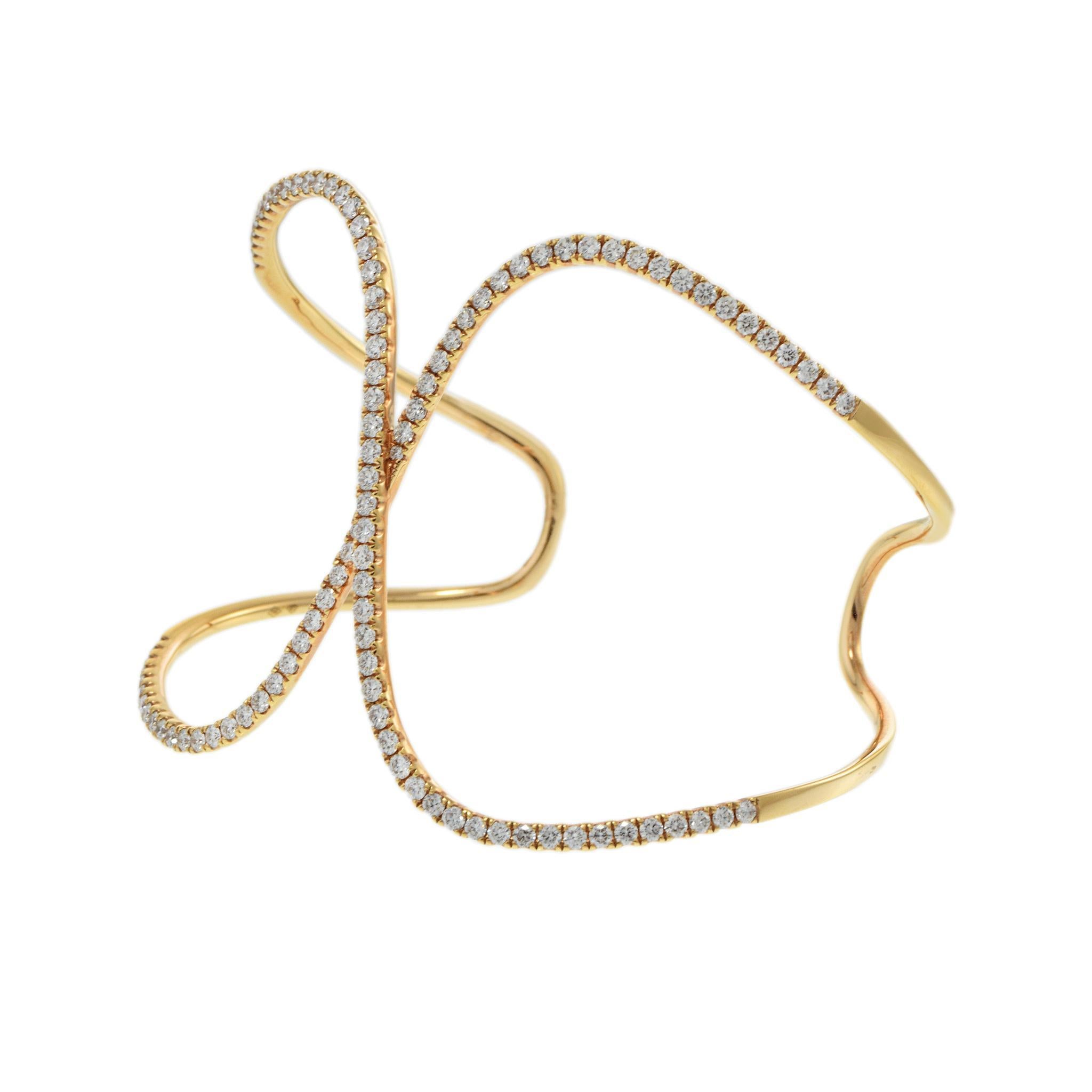 Moderne Bracelet en or rose 18KT à double cercle de diamants en vente