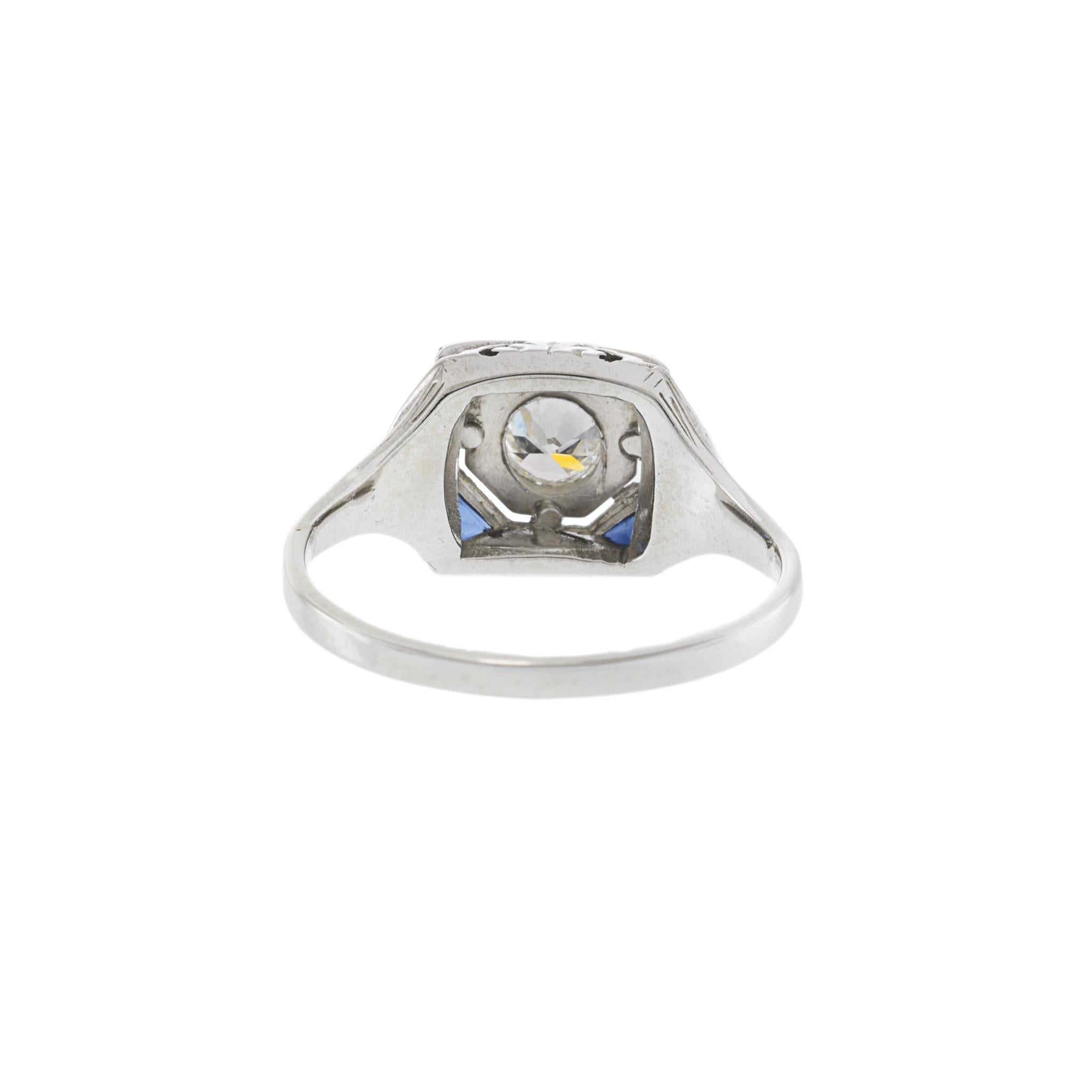 Anello con diamanti e zaffiri di epoca edoardiana 18/14KT in vendita 1
