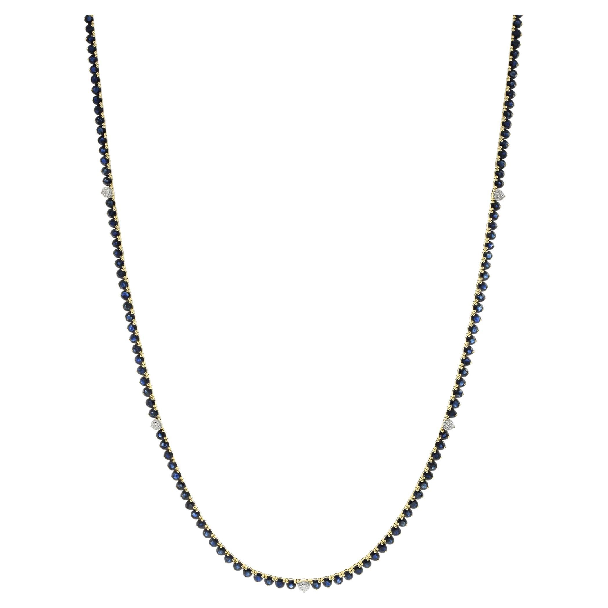 Collana Tennis con zaffiro blu in oro giallo 18KT da 32 pollici