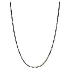 Collier de tennis en or jaune 18KT, saphir bleu, 32 pouces