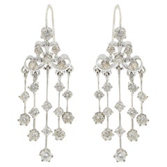 Boucles d'oreilles chandelier en or blanc 14KT avec diamants de style rétro