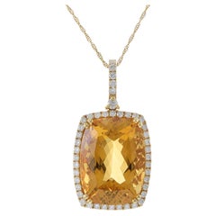 14KT Yellow Gold Citrine & Diamond Pendant Necklace