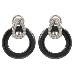 18KT White Gold Hematite and Diamond Drop Earrings