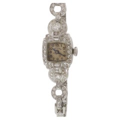 Vintage Retro Era Hamilton Ladies Platinum & 3.50ct-tw Diamond Cocktail Watch