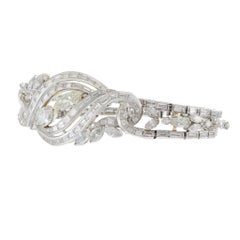 Bracciale vintage degli anni '50 in platino e oro 14KT con diamanti per un totale di 12,26 carati