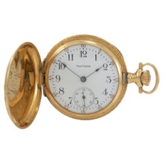 Antique Circa 1911 Waltham 14KT Yellow Gold Hunter Case Pocket Watch