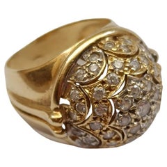 18k Gold Ring mit Pave Diamond Dome