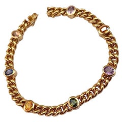 Bracciale A Link in oro 18k con pietre preziose multicolore