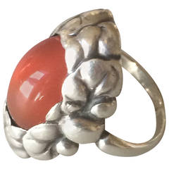 Antique Georg Jensen Ring No. 11 With Carnelian