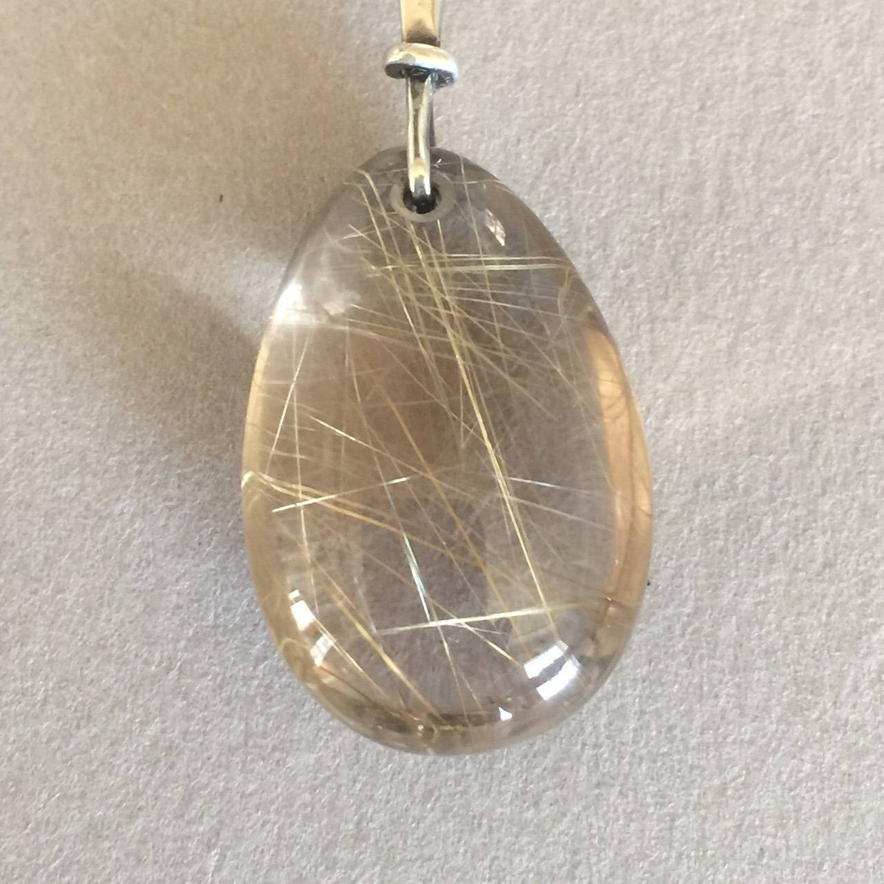 Georg Jensen Sterling Collar, No. 198 With Rutilated Quartz Drop, No. 128 In Excellent Condition In San Francisco, CA
