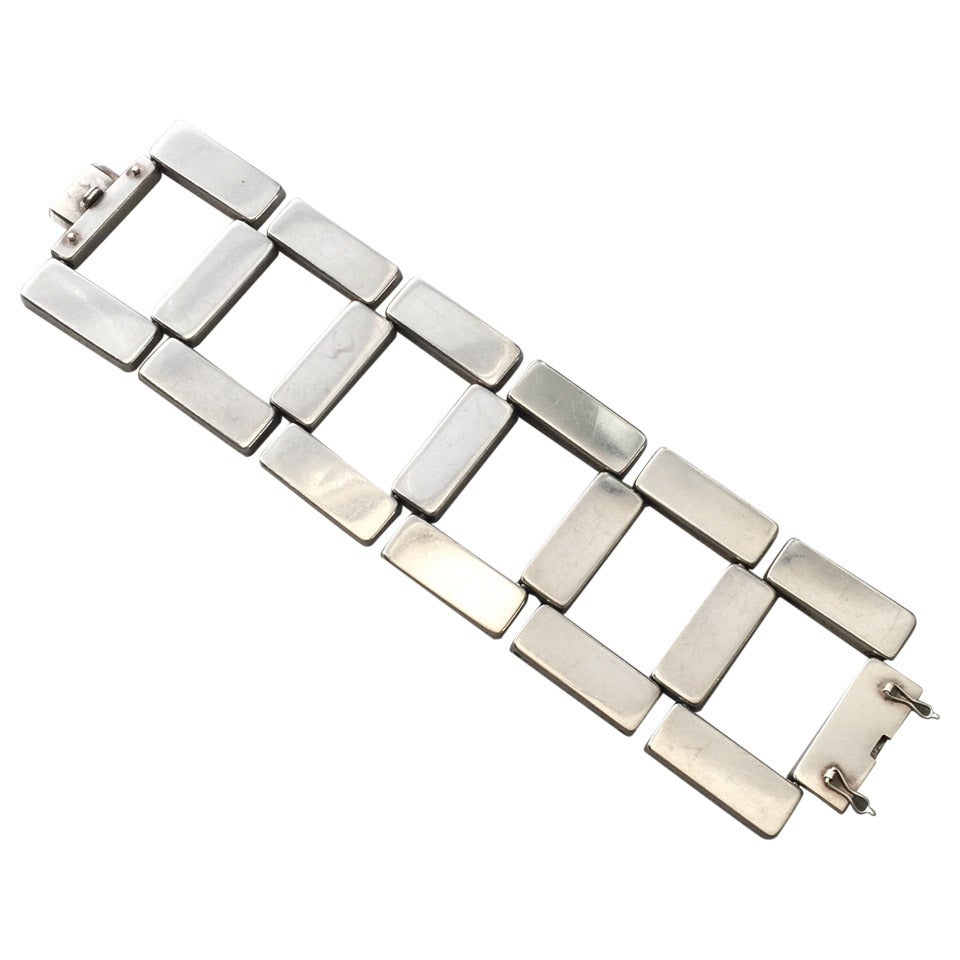 Georg Jensen Sterling Silver Modernist Bracelet No. 195 by Astrid Fog For Sale