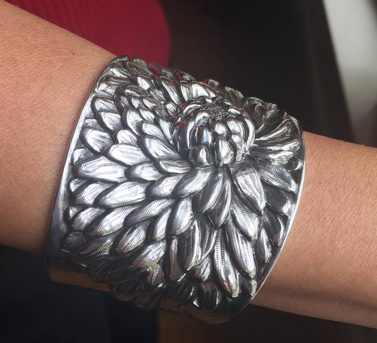repousse silver cuff bracelet