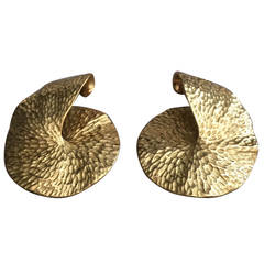 Vintage Georg Jensen Gold Cuff Style Earrings No. 1471 by Allan Scharff