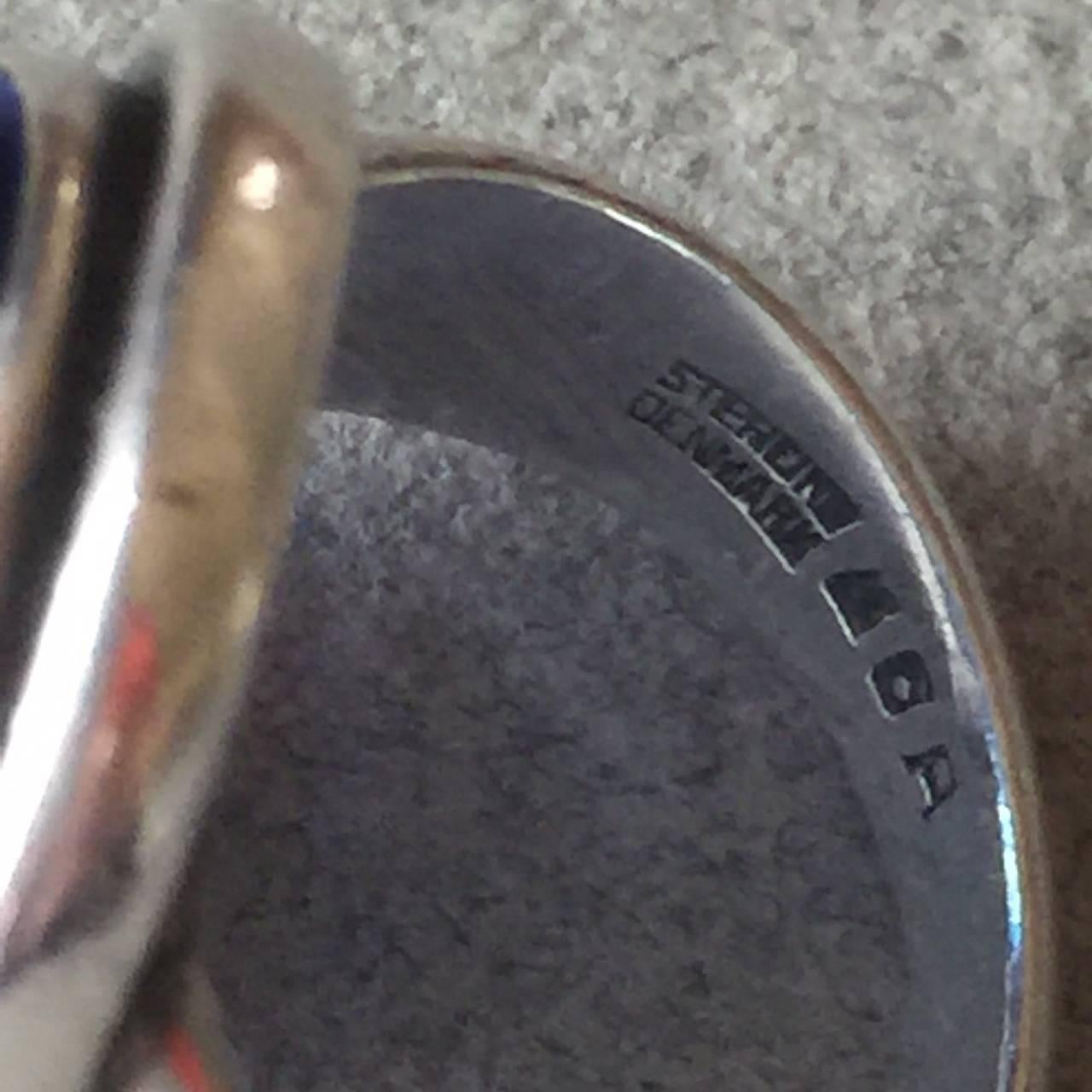 Georg Jensen Synthetic Sapphire Sterling Silver Ring No. 46A by Harald Nielsen In Excellent Condition In San Francisco, CA