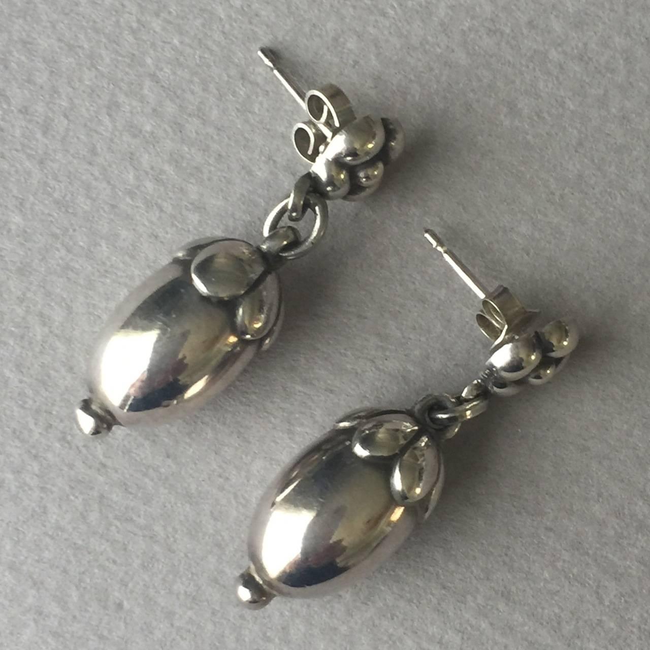 silver acorn earrings