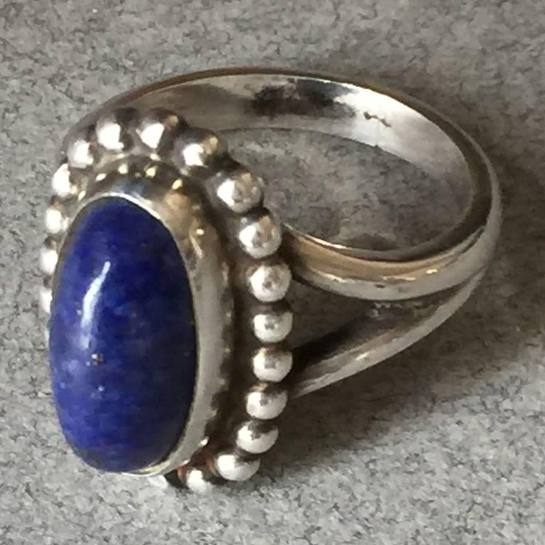 Georg Jensen Lapis Lazuli Sterling Silver Ring No. 9 (Size 6) For Sale ...