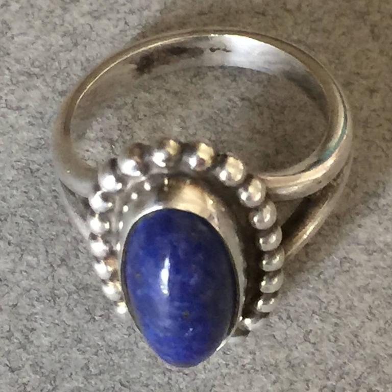 Georg Jensen Lapis Lazuli Sterling Silver Ring No. 9 (Size 6) For Sale ...