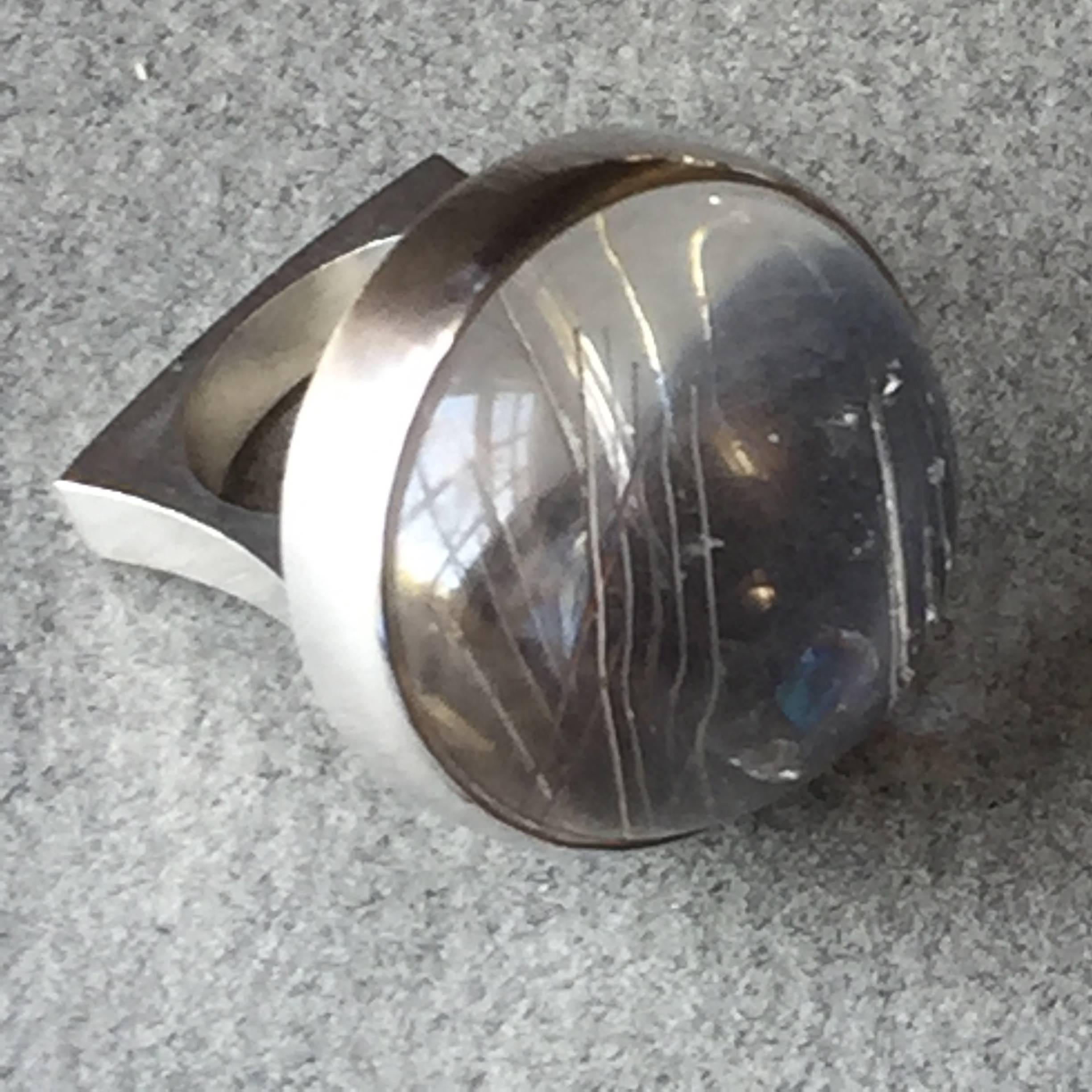 Modernist Georg Jensen Sterling Silver Ring No. 169 by Bent Gabrielsen (Size 5) For Sale