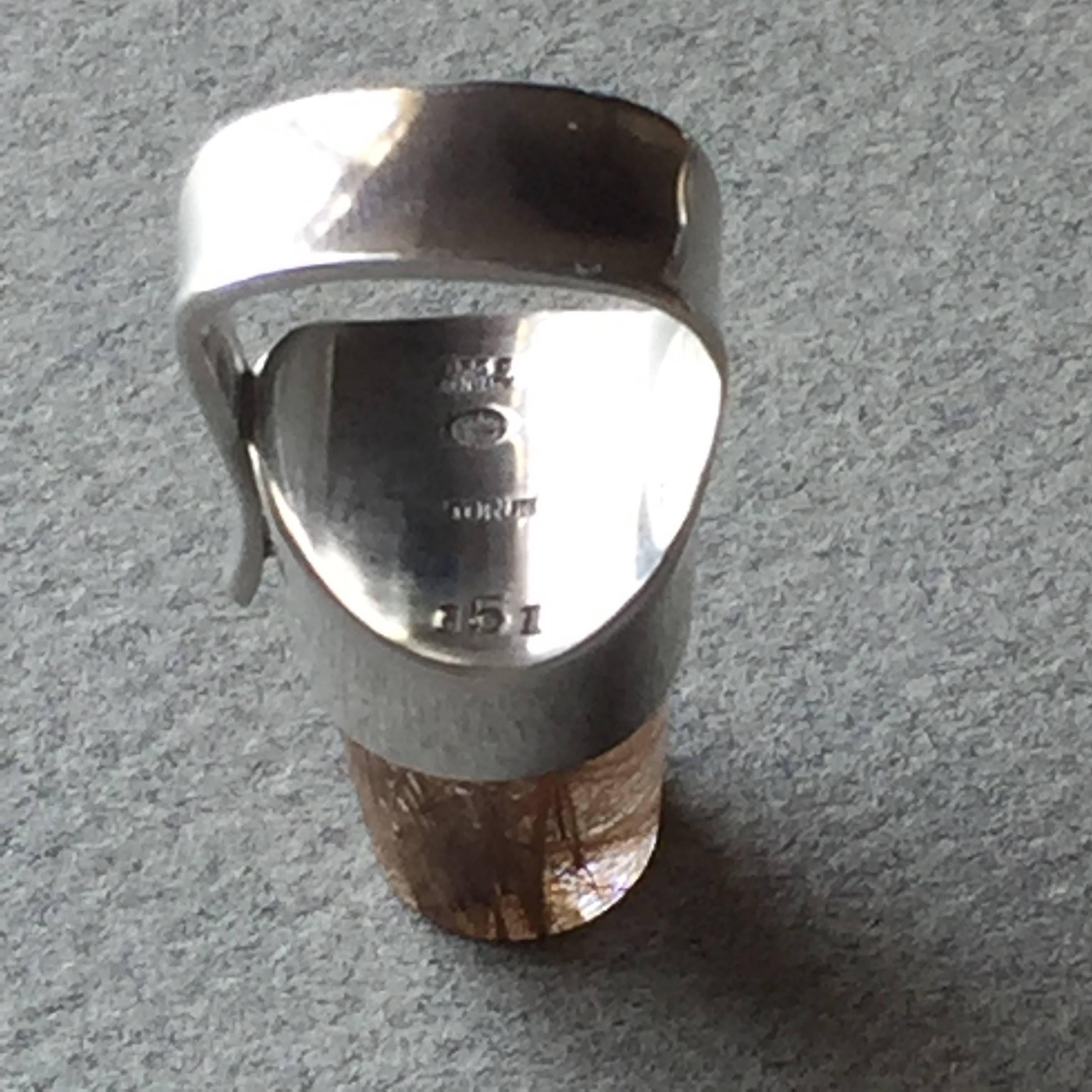 Modernist Georg Jensen Sterling Silver Ring No. 151 by Vivianna Torun(Size 5) For Sale