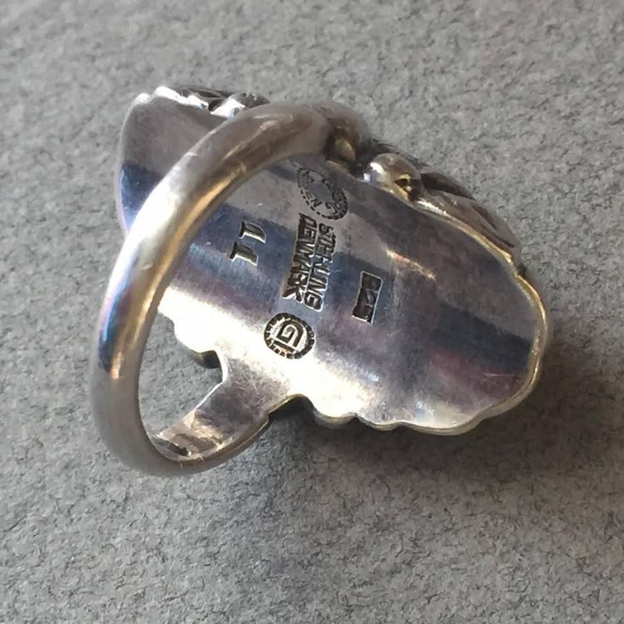 Art Nouveau Georg Jensen Sterling Silver Ring No. 11 with Labradorite