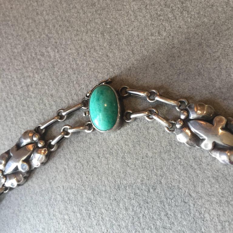 Georg Jensen 830 Silver Necklace, No. 2 with Amazonite Cabochon For ...