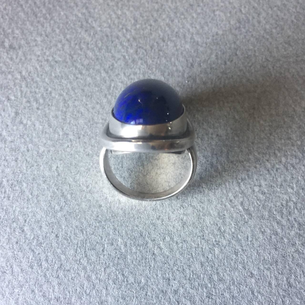 Georg Jensen Lapis Lazuli Ring No. 46E by Harald Nielsen In Excellent Condition In San Francisco, CA