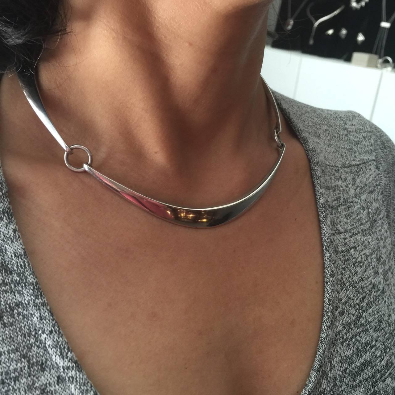Hans Hansen Sterling Silver Hinged Choker Necklace In Excellent Condition For Sale In San Francisco, CA