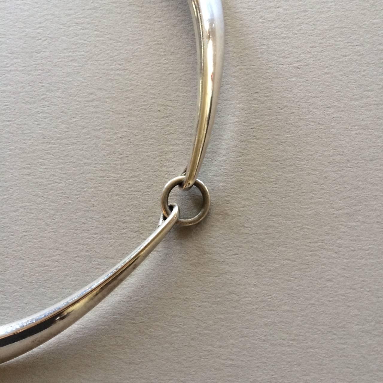 Modernist Hans Hansen Sterling Silver Hinged Choker Necklace For Sale