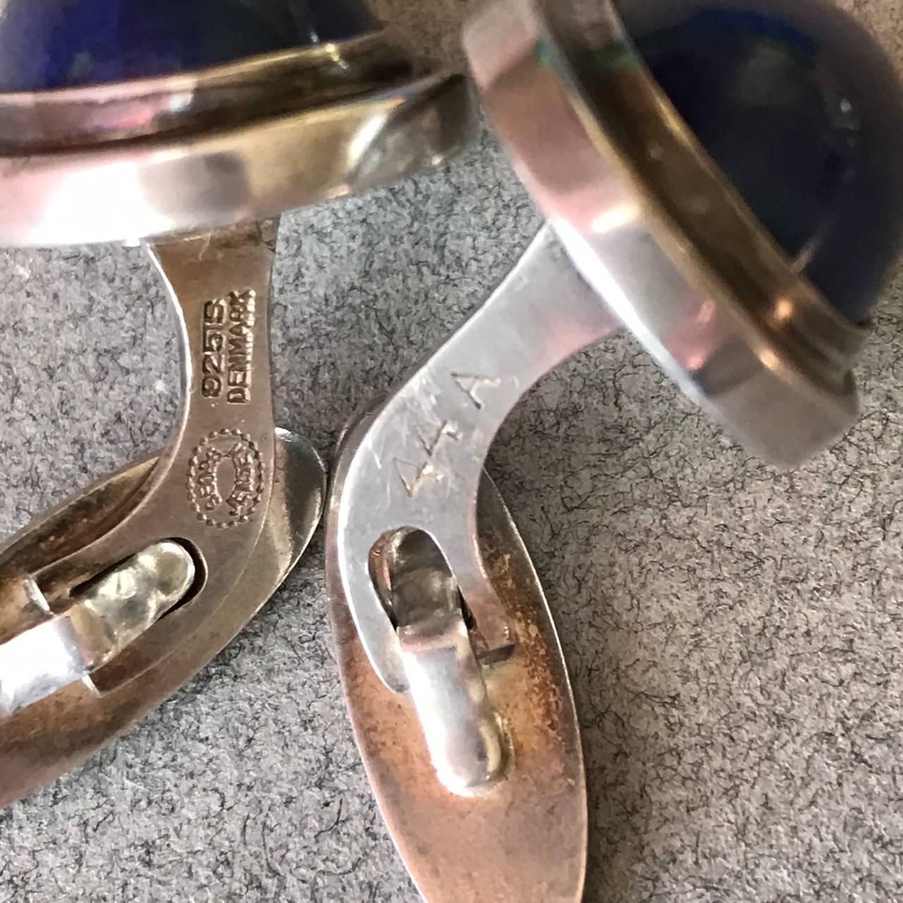 Georg Jensen Cufflinks No 46A with Lapis Lazuli In Excellent Condition In San Francisco, CA