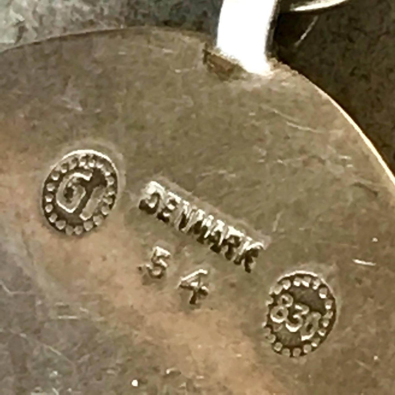 Georg Jensen Large 830 Silver Pendant No 54 with Labradorite Very Rare 3
