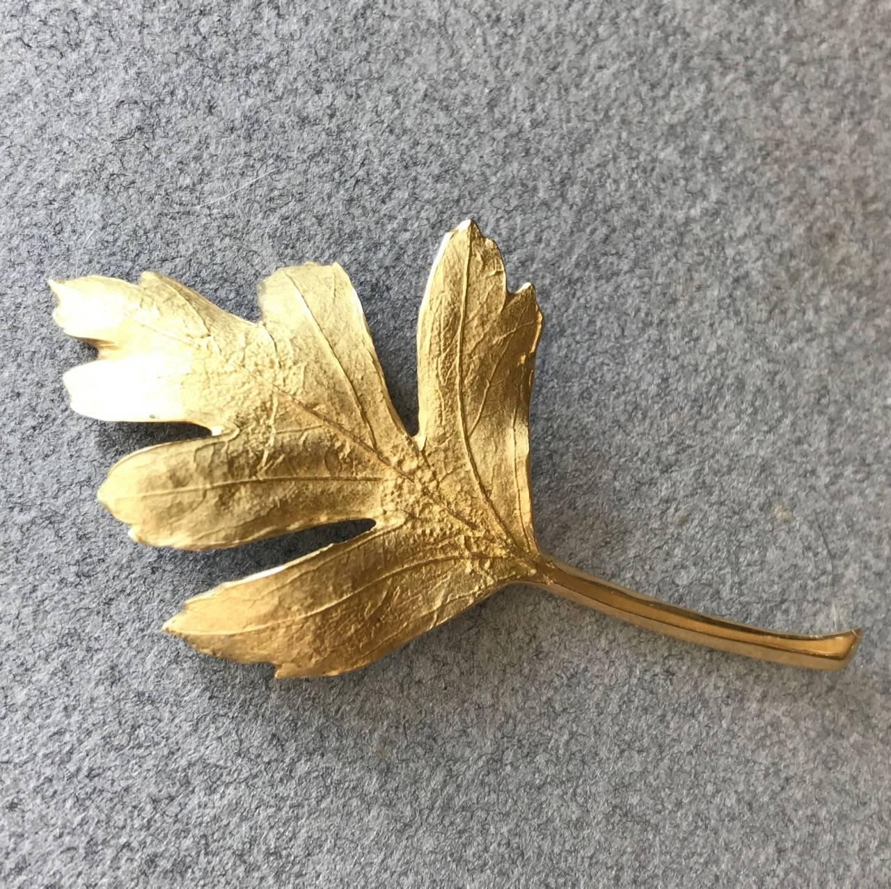 John Iversen Rare Gold Leaf Brooch In Excellent Condition For Sale In San Francisco, CA