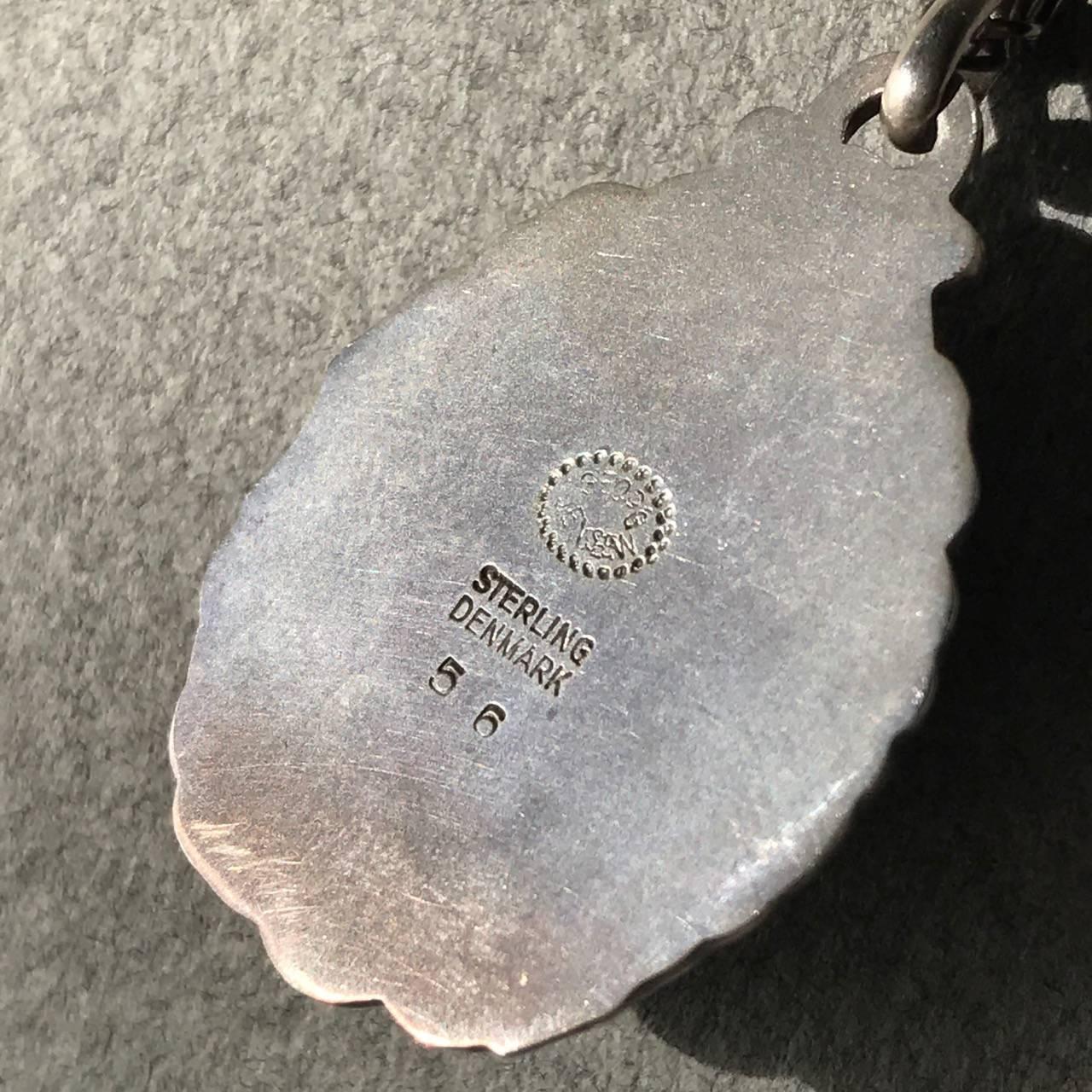 Georg Jensen Sterling Silver and Carnelian Necklace No. 56 In Excellent Condition In San Francisco, CA