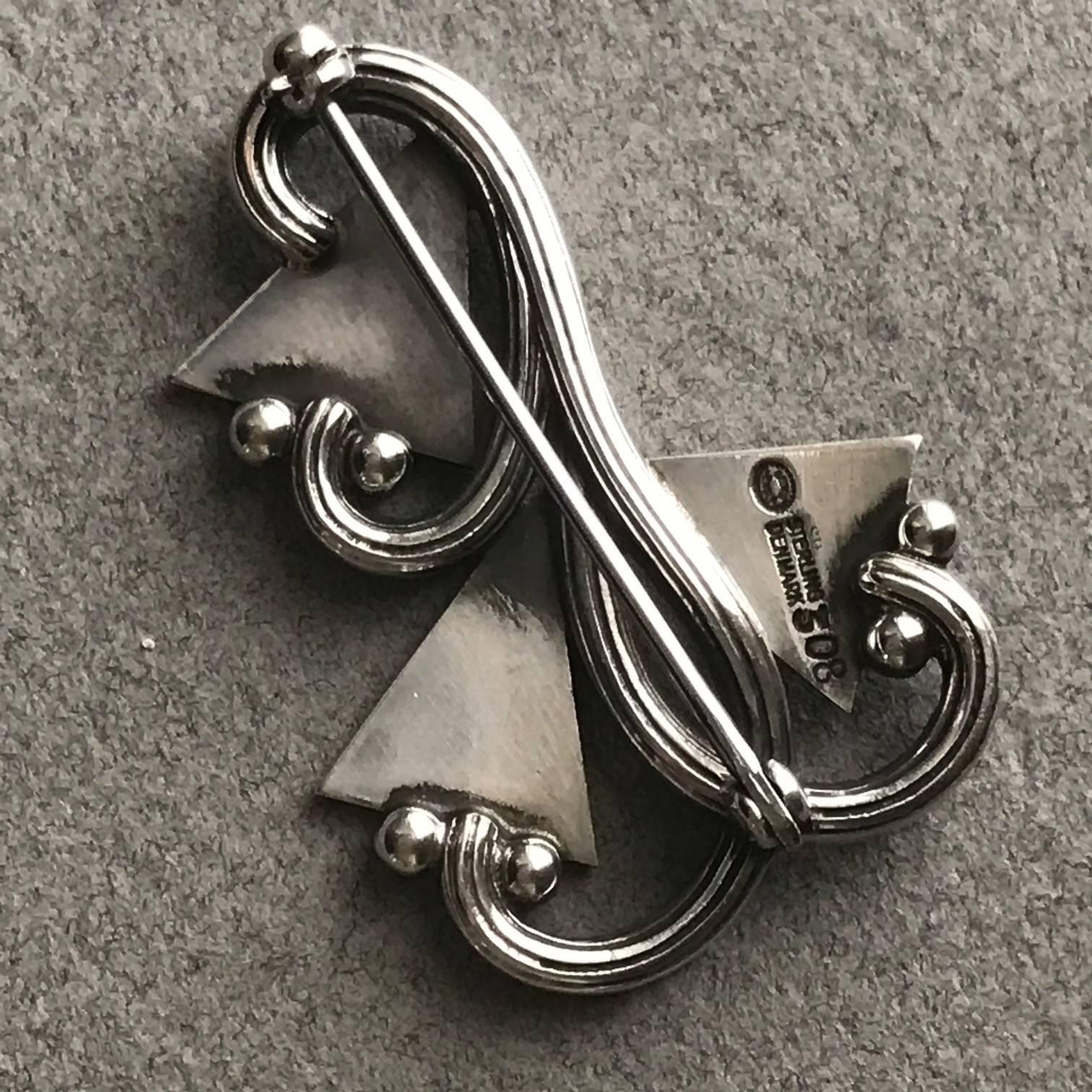 Georg Jensen Sterling Silver Brooch, No. 308 In Excellent Condition For Sale In San Francisco, CA