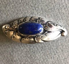 Georg Jensen 830 Silver Brooch No. 168 with Lapis Lazuli