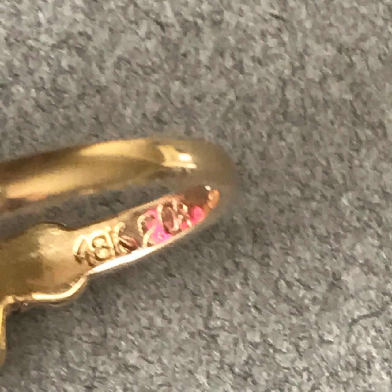 Georg Jensen 18 Karat Gold Ring with Synthetic Ruby No. 208 (Size 5.5 ) For Sale 1