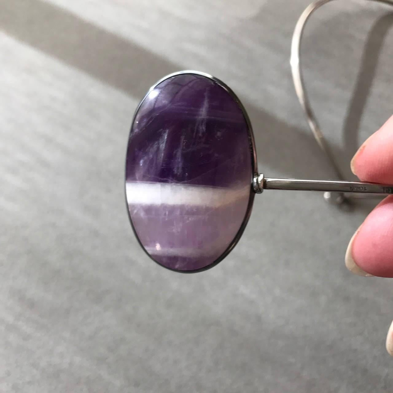 Georg Jensen Sterling Silver Neckring with Amethyst No. 133/174 By Torun In Good Condition For Sale In San Francisco, CA